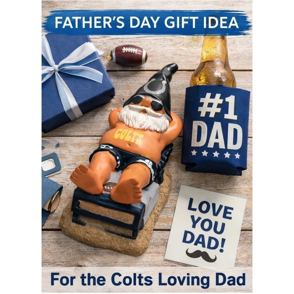Indianapolis Colts Gnome Figurine Beach Lounger Funny Fan Decor Football  Garden